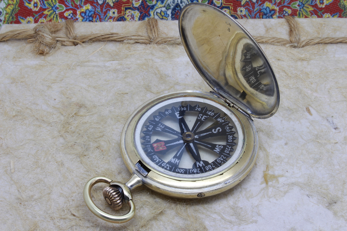 Rare Skeletonized Pocket Watch Hunter Compass, c. 1915