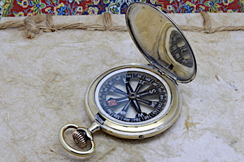 Rare Skeletonized Pocket Watch Hunter Compass, c. 1915