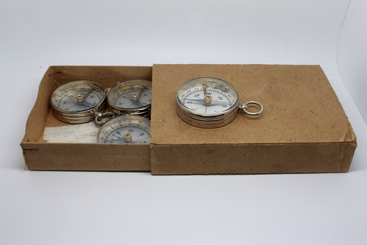 New Old Stock Six (6) German Compasses in Original Box, c. 1920