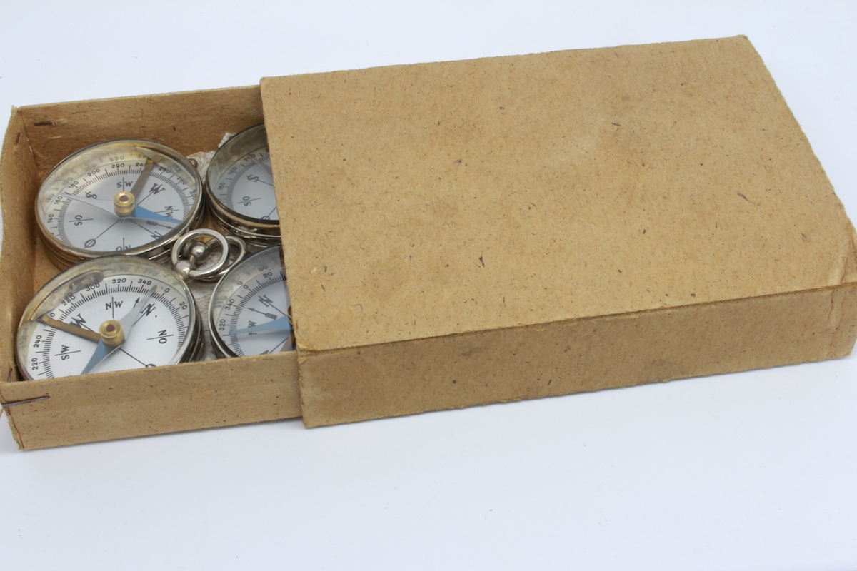 New Old Stock Six (6) German Compasses in Original Box, c. 1920