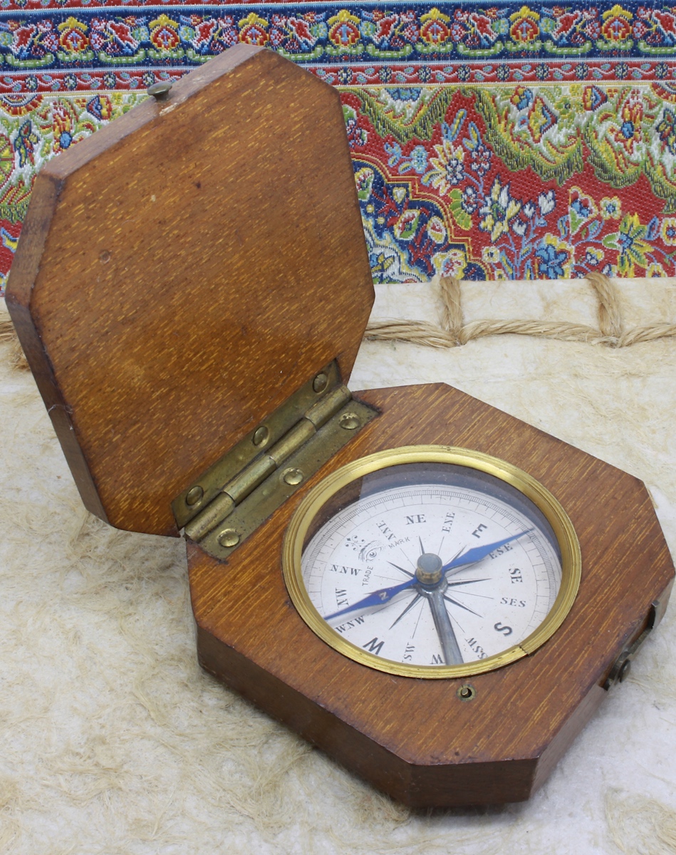 English Compass in Wood Box by James Parkes & Son, c. 1850