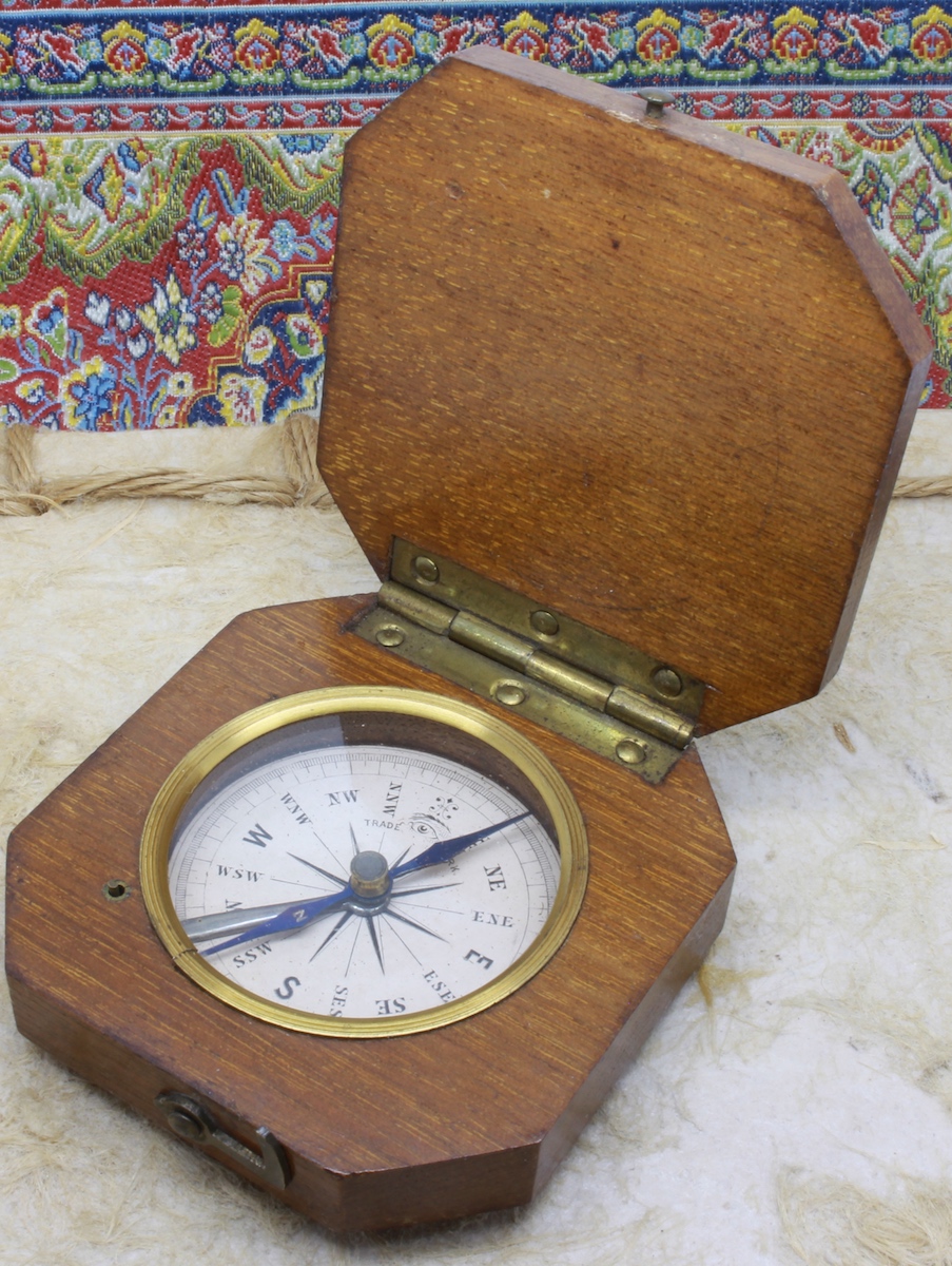 English Compass in Wood Box by James Parkes & Son, c. 1850