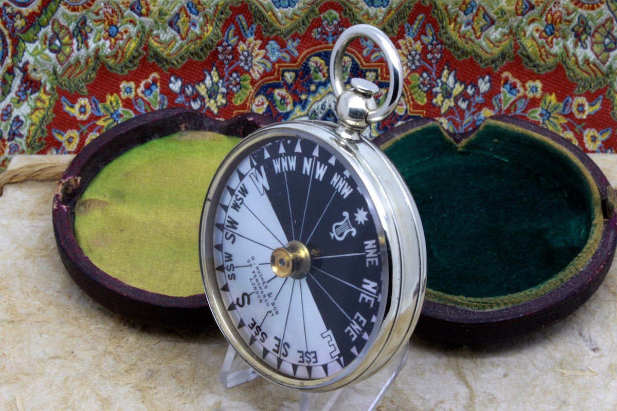 HUGHES & SON PORT OF LONDON PRESENTATION POCKET COMPASS, 1884