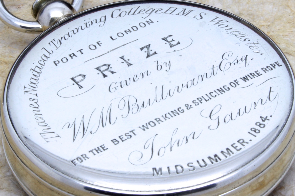 HUGHES & SON PORT OF LONDON PRESENTATION POCKET COMPASS, 1884