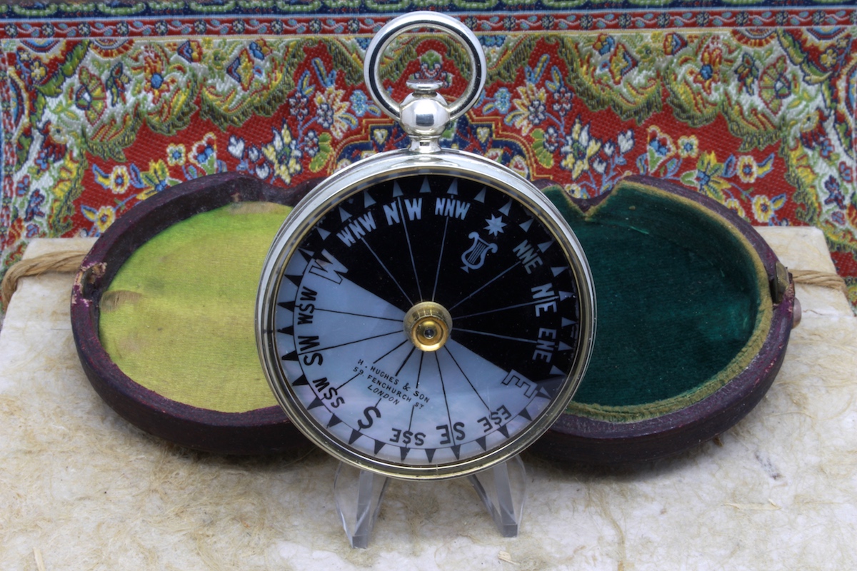 HUGHES & SON PORT OF LONDON PRESENTATION POCKET COMPASS, 1884