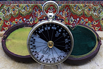 HUGHES & SON PORT OF LONDON PRESENTATION POCKET COMPASS, 1884