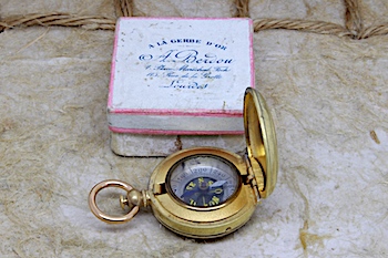 Small French Hunter Compass with Box, c. 1920