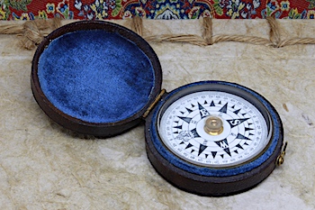 Victorian Leather-Cased Nautical Pocket Compass, c. 1880