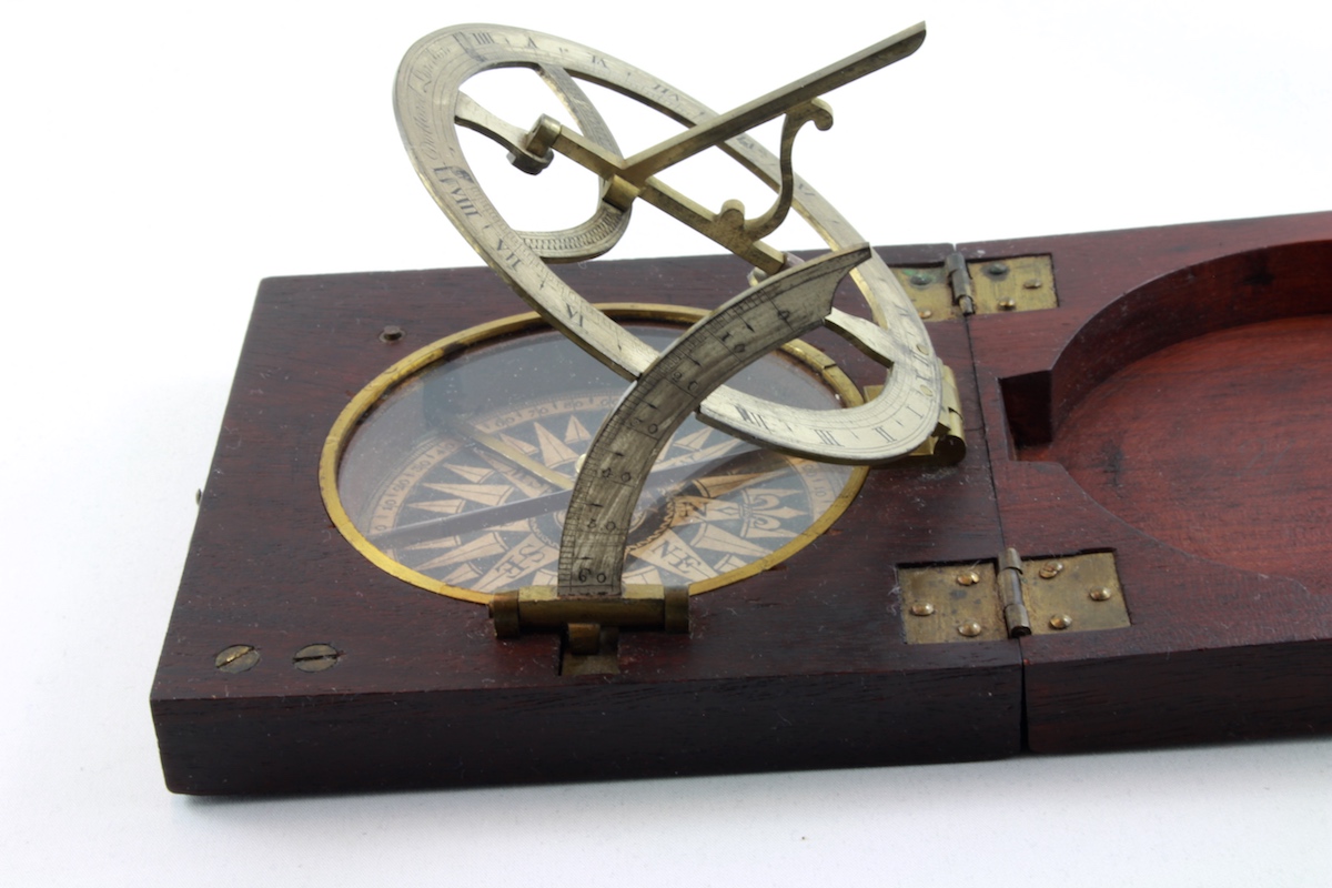 Georgian Wooden English Sundial and Compass by Dollond, London, c. 1820