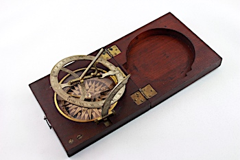 Georgian Wooden English Sundial and Compass by Dollond, London, c. 1820