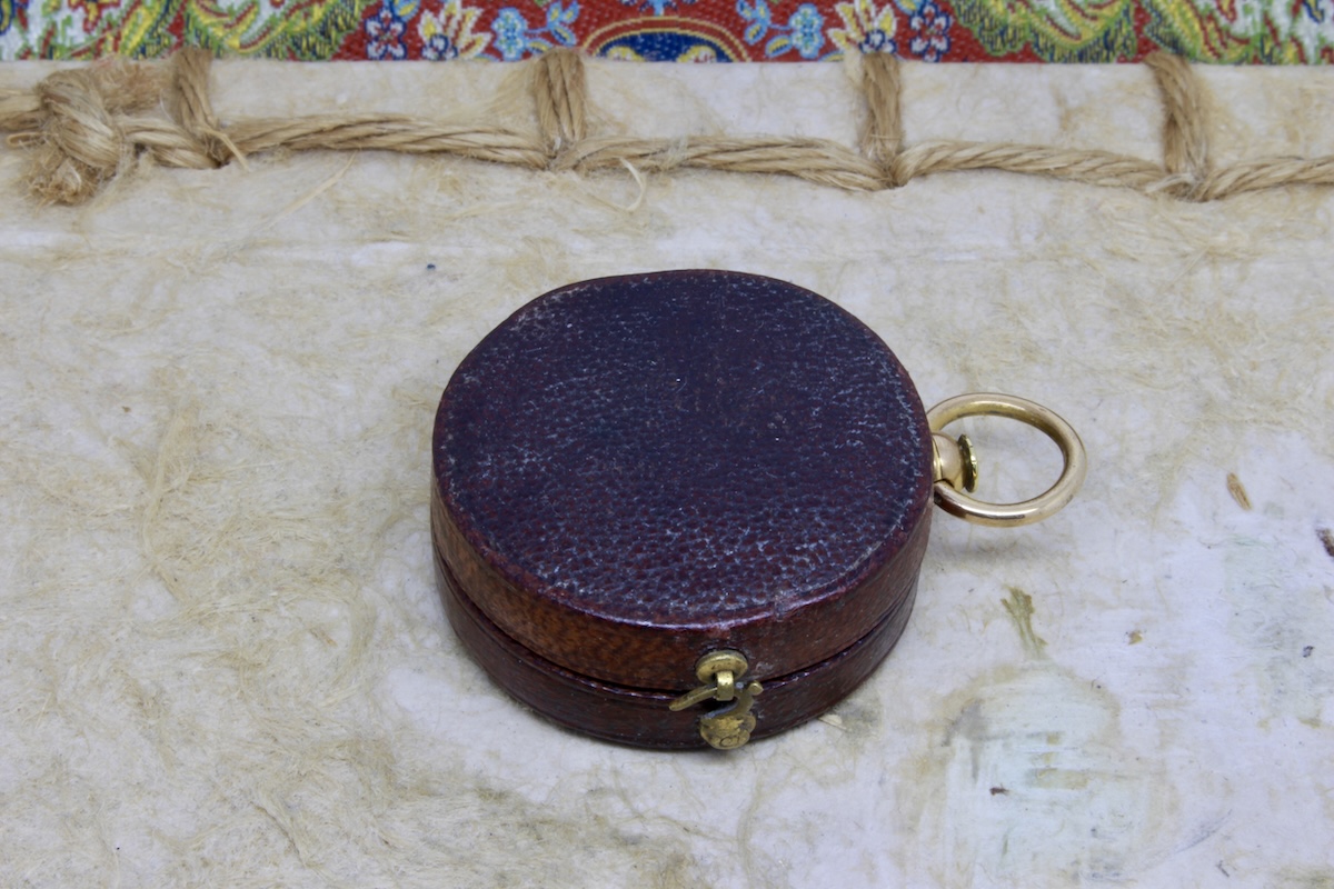 Victorian Engine-Turned Leather-Cased Compass by CRICHTON, LONDON, c. 1860