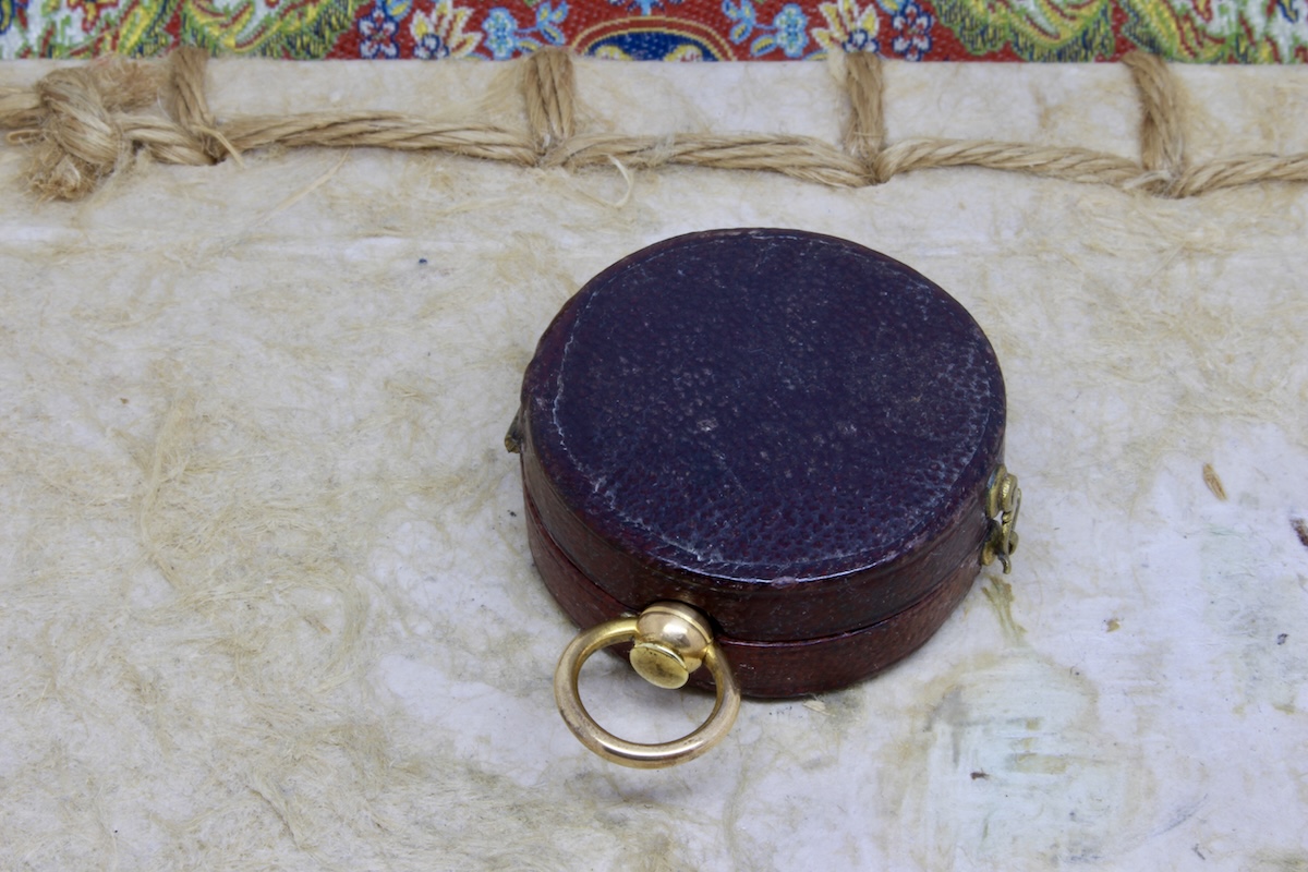 Victorian Engine-Turned Leather-Cased Compass by CRICHTON, LONDON, c. 1860