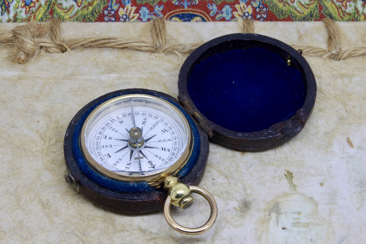 Victorian Leather-Cased Compass, c. 1880