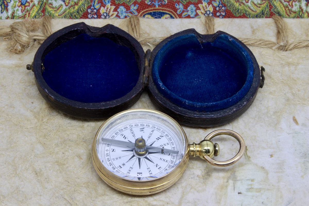 Victorian Leather-Cased Compass, c. 1880