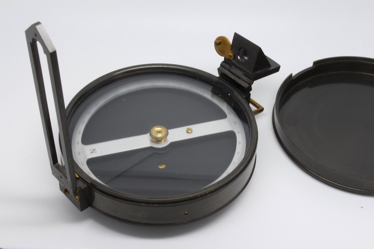 English Military Sighting Compass by Barker & Son, 1937