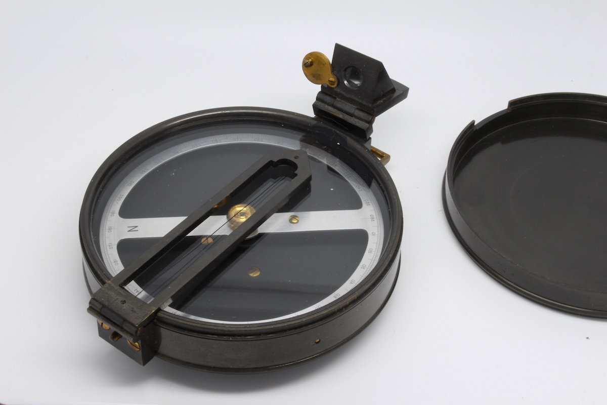 English Military Sighting Compass by Barker & Son, 1937