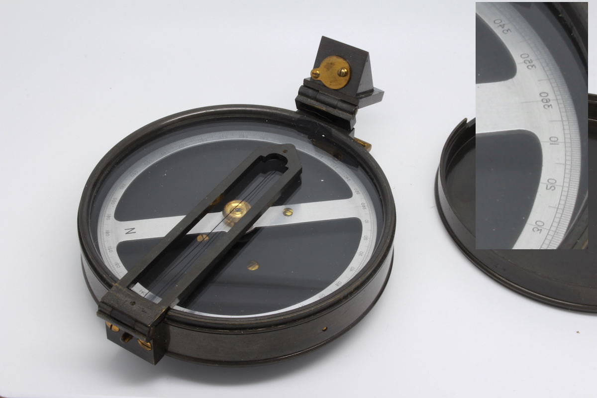 English Military Sighting Compass by Barker & Son, 1937