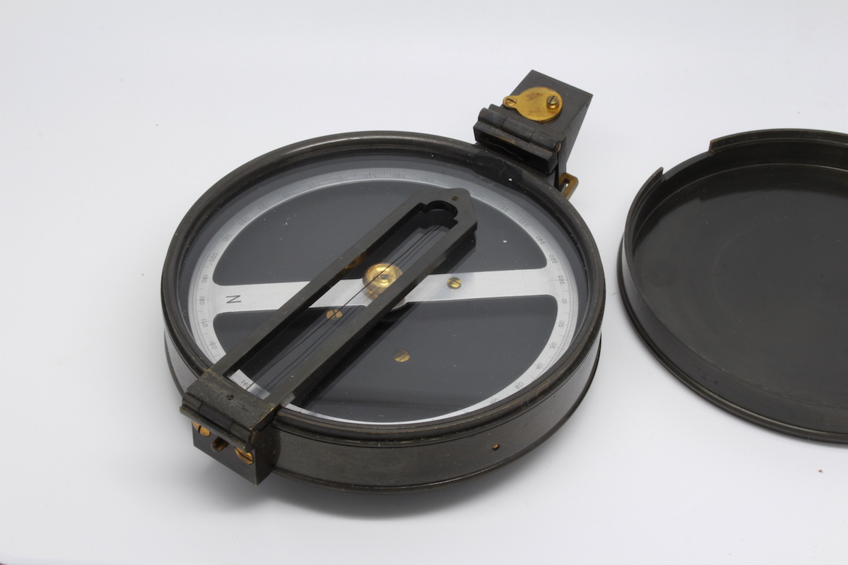 English Military Sighting Compass by Barker & Son, 1937