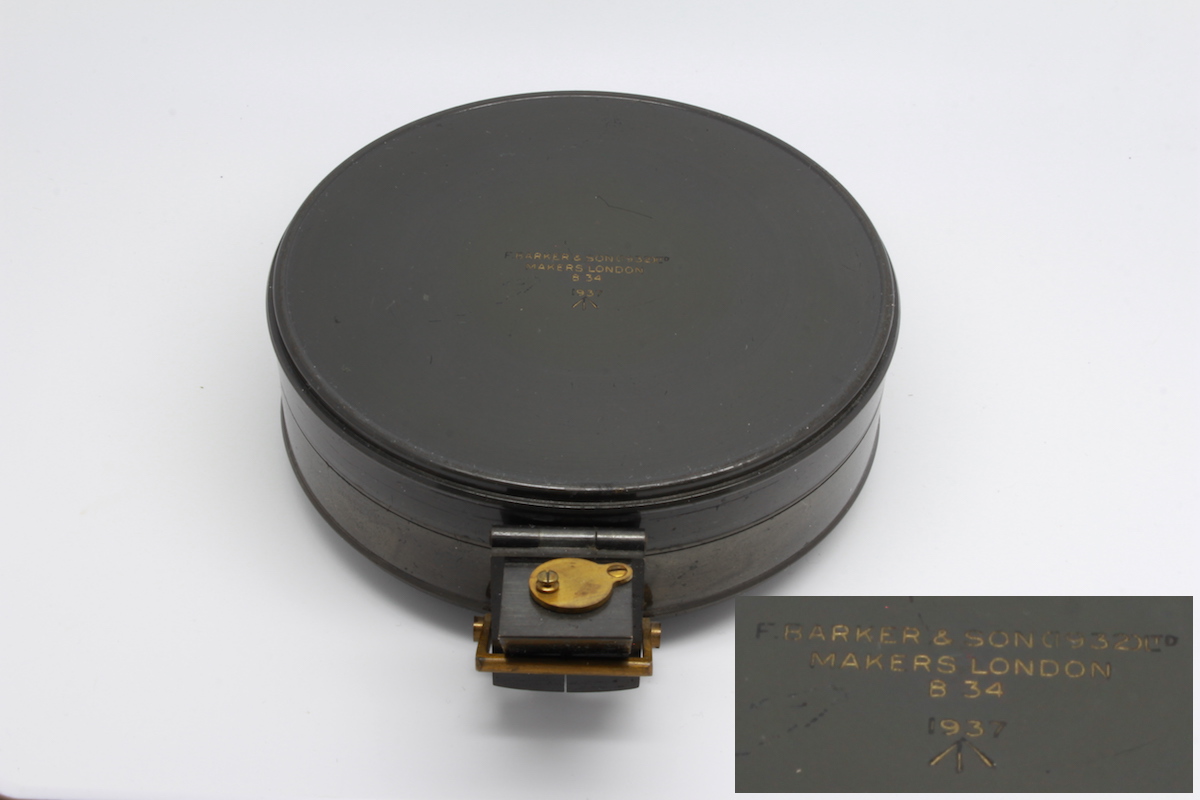 English Military Sighting Compass by Barker & Son, 1937