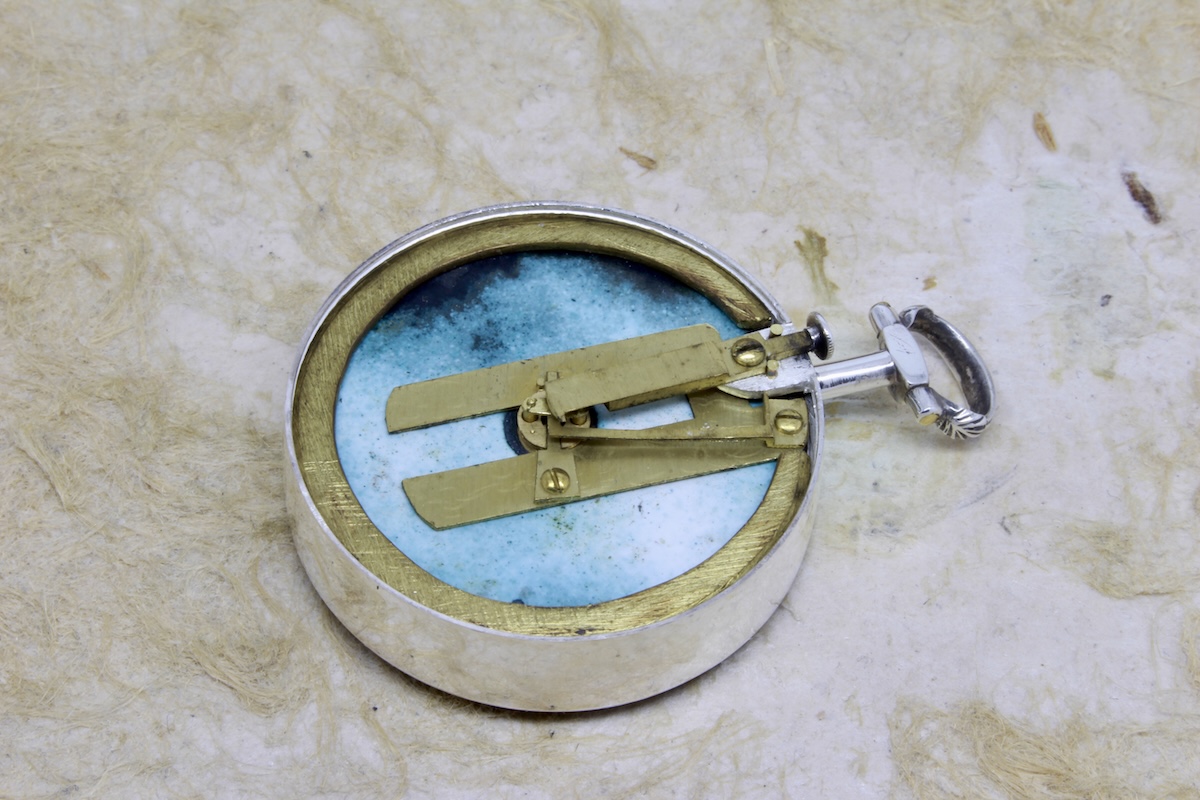 Georgian Shagreen Cased Long-Neck Silver Compass by James Long, London, Hallmarked 1792