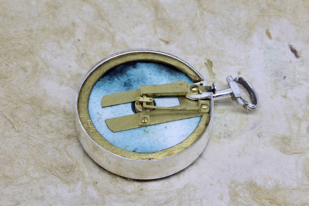 Georgian Shagreen Cased Long-Neck Silver Compass by James Long, London, Hallmarked 1792
