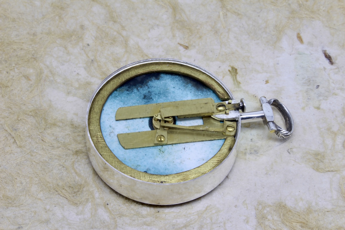 Georgian Shagreen Cased Long-Neck Silver Compass by James Long, London, Hallmarked 1792