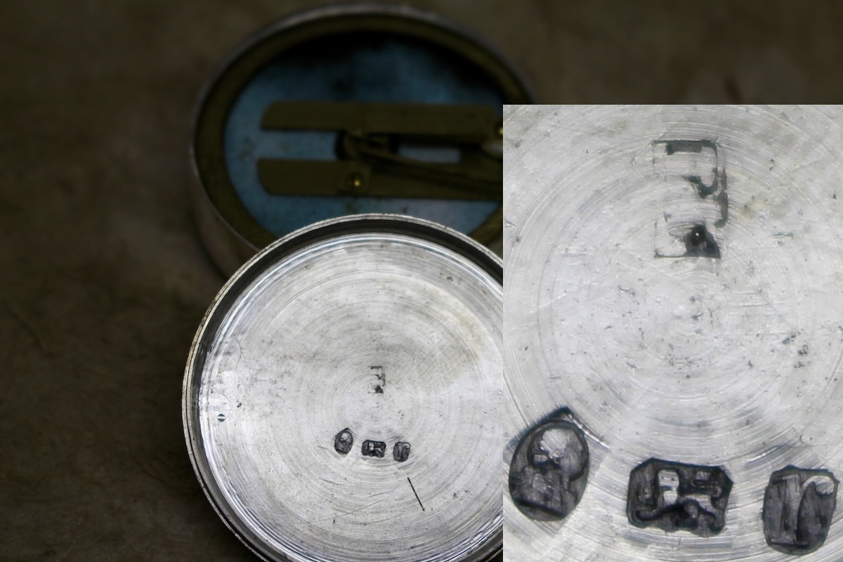 Georgian Shagreen Cased Long-Neck Silver Compass by James Long, London, Hallmarked 1792