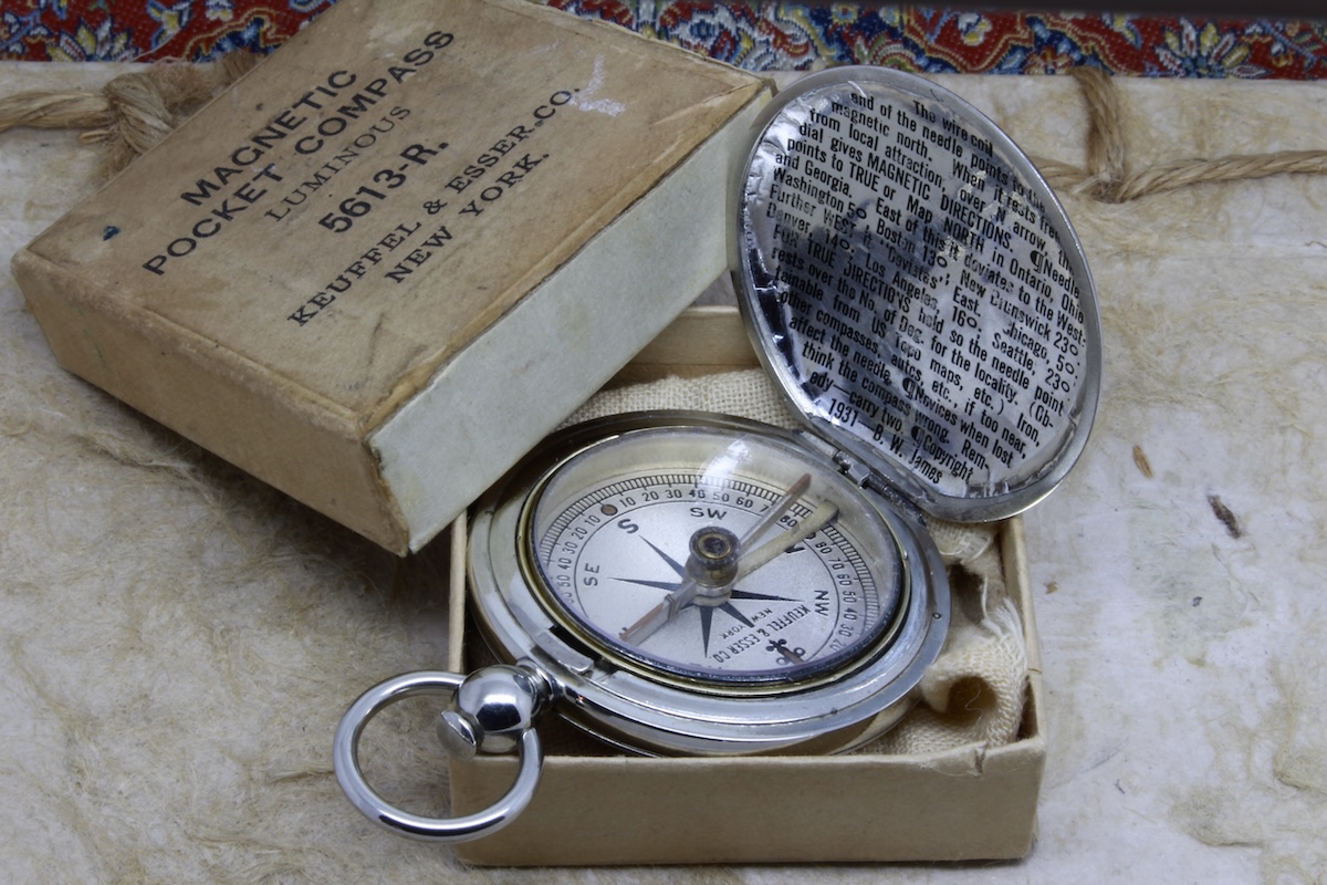 Antique Keuffel & Esser Compass in Original Box, c. 1920