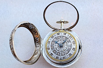 Silver Pair Case Verge Fusee Alarm Pocket Watch by Simon Mair of Neuburg, c. 1705 Silver Pair Case Verge Fusee Alarm Pocket Watch by Simon Mair of Neuburg, c. 1705