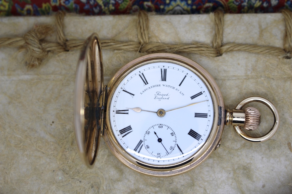 Serviced Lancashire Watch Co. - Prescot- 16 Size Hunter Gold Filled Pocket Watch, c. 1900