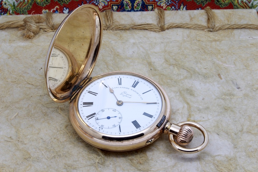 Serviced Lancashire Watch Co. - Prescot- 16 Size Hunter Gold Filled Pocket Watch, c. 1900