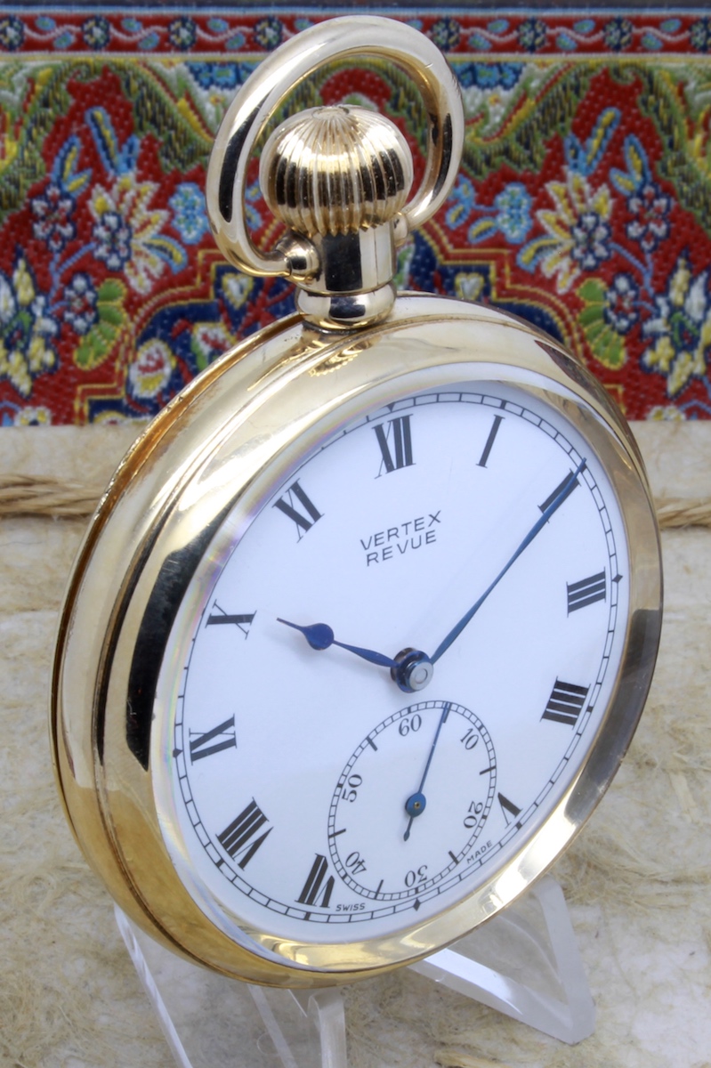 Serviced VERTEX REVUE c. 1930 Gold Filled Railway Presentation Pocket Watch