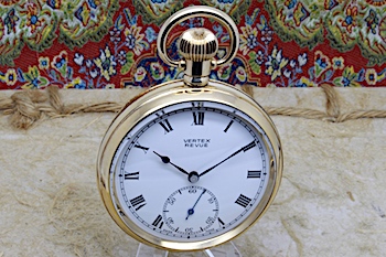 Serviced VERTEX REVUE c. 1930 Gold Filled Railway Presentation Pocket Watch Serviced VERTEX REVUE c. 1930 Gold Filled Railway Presentation Pocket Watch