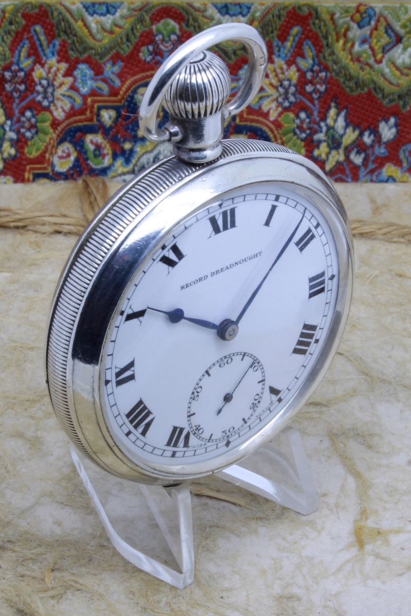 1919 Record Dreadnought Trenton Silver Pocket Watch