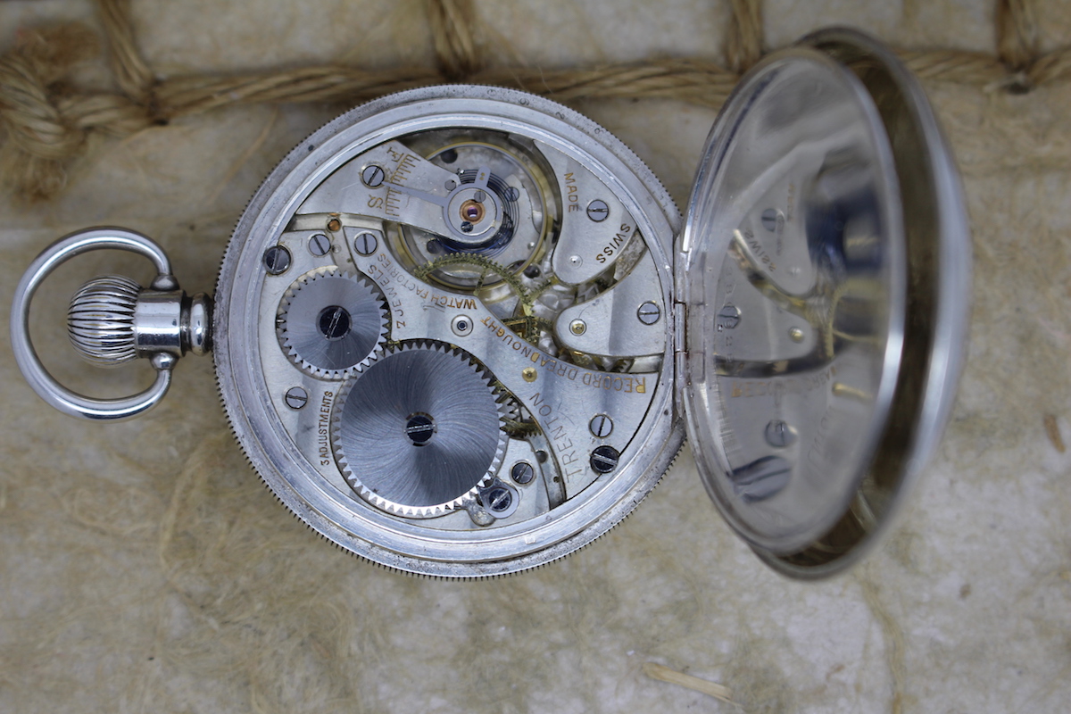 1919 Record Dreadnought Trenton Silver Pocket Watch