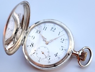 Solid Silver Hunter Swiss Pocket Watch, c. 1900